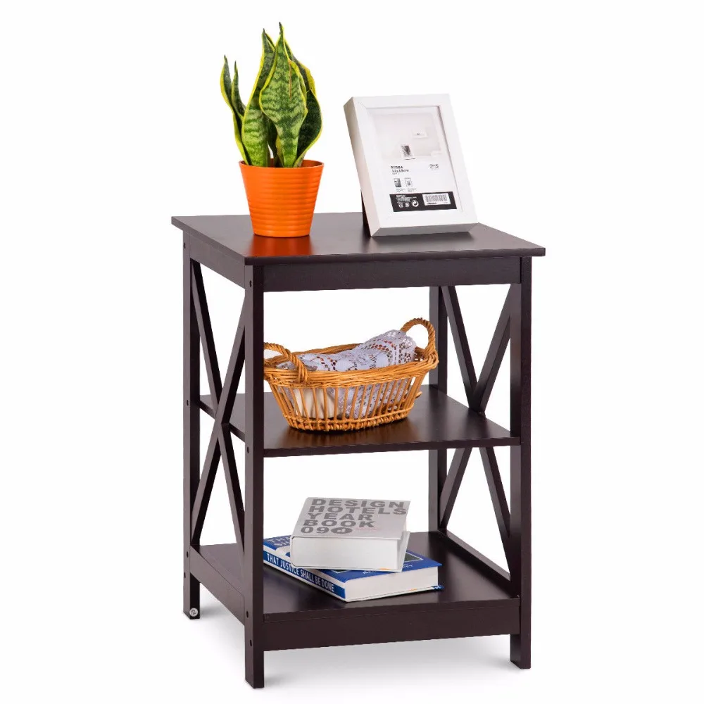 Giantex 3-Tier Nightstand End Table Storage Display Shelf Living Room Furni White New Home Furniture HW58944