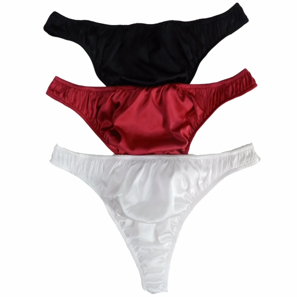 Panasilk Mens Silk Thong Panties 3 Pairs in One Economic Pack on