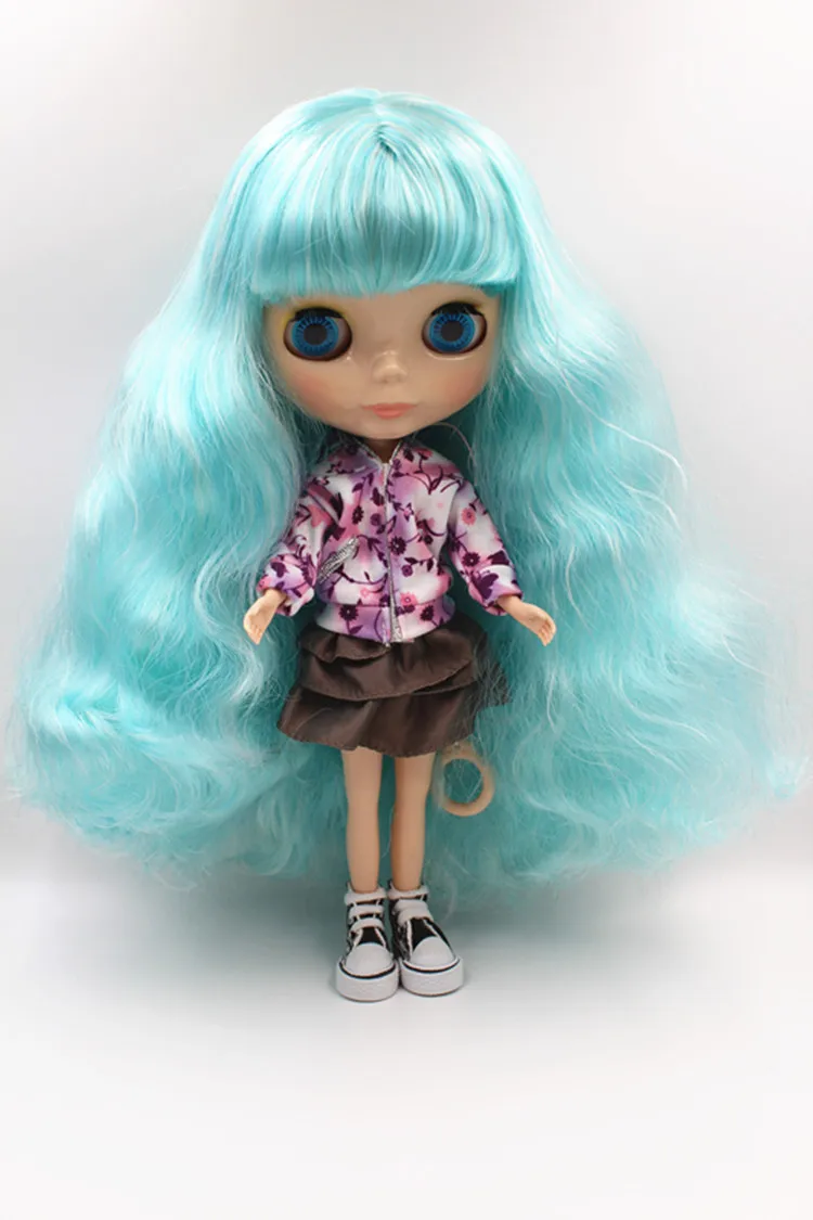 Blygirl Doll 파란색 흰색 블렌드 머리 Blyth body Doll 패션은 메이크업을 바꿀 수 있습니다. 패션 인형