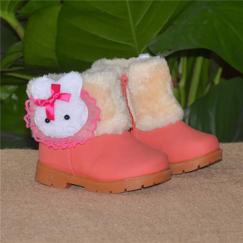 Детские резиновые плюшевые теплые ботинки; Водонепроницаемая Обувь из искусственной кожи; детские ботинки на молнии; зимние ботинки для малышей; зимние ботинки