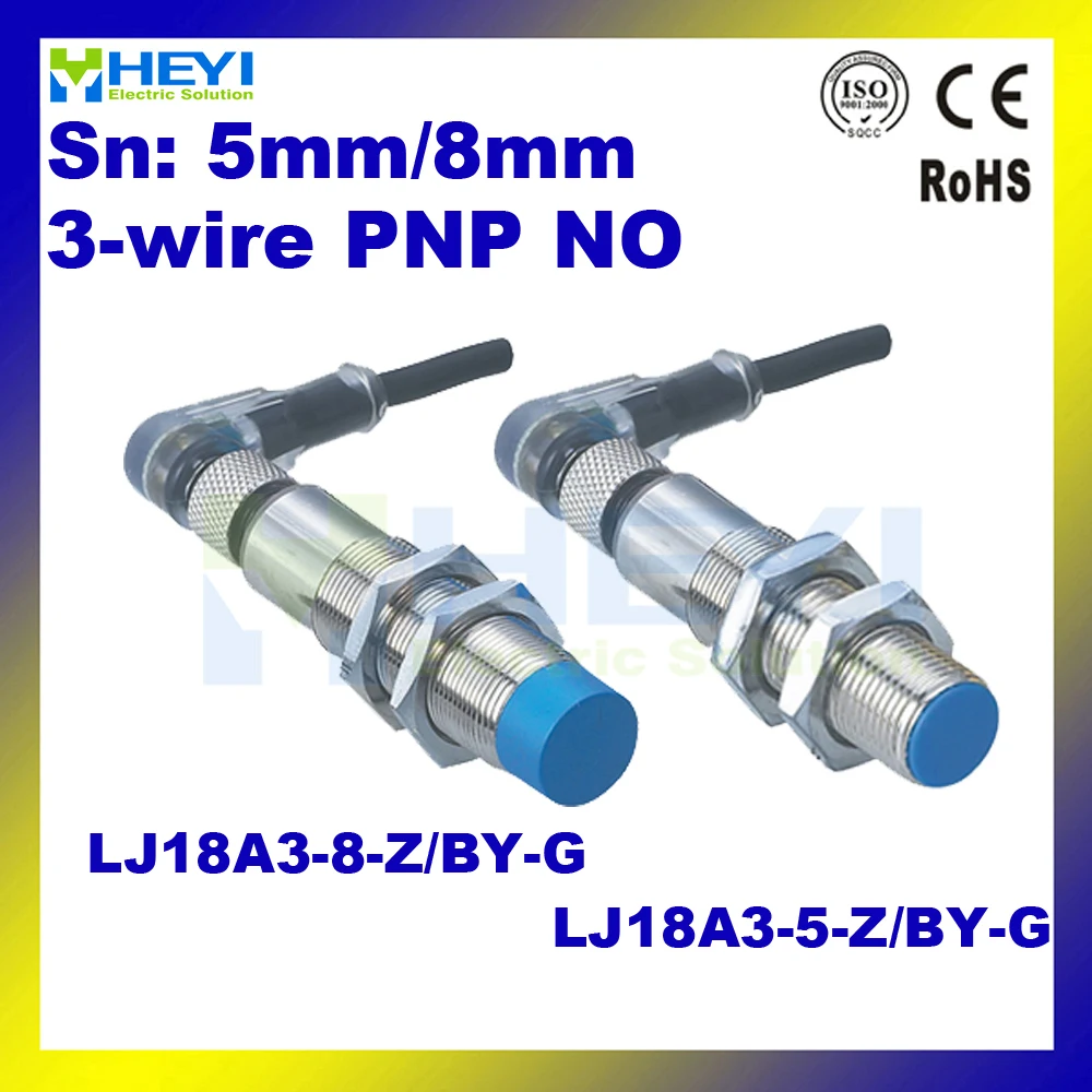 

LJ18A3-5-Z/BY-G LJ18A3-8-Z/BY-G 6-36VDC 3-wire NO PNP 300A M18 inductive proximity switch with 4-pin air plug cable