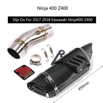 

Slip On For 2017 2018 Kawasaki Ninja 400 Z400 Exhaust Pipe 51 mm Motorcycle Mid Link Elbow Carbon Fiber Color Tail Escape Steel