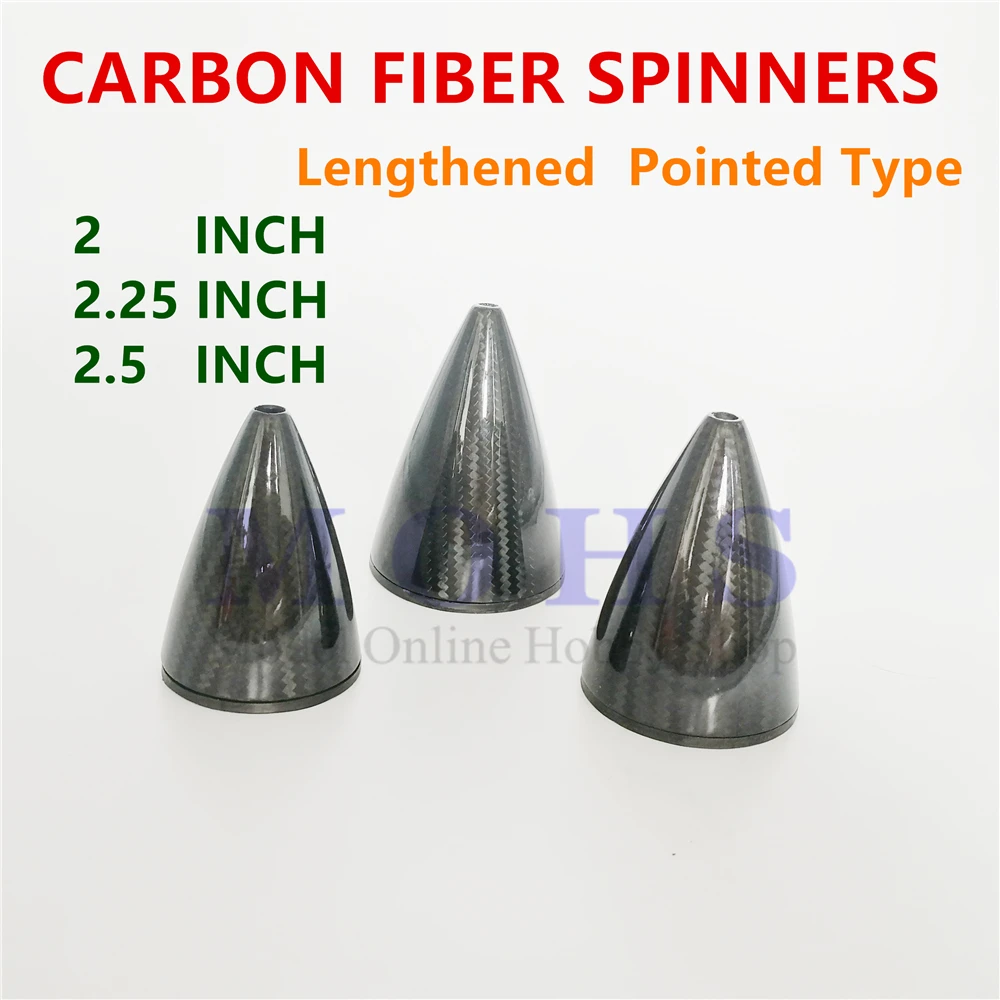 pointed shape full carbon fiber 2 2.25 2.5 inch lengthened type spinners RC gasoline electric airplane aircraft SBACH spinners