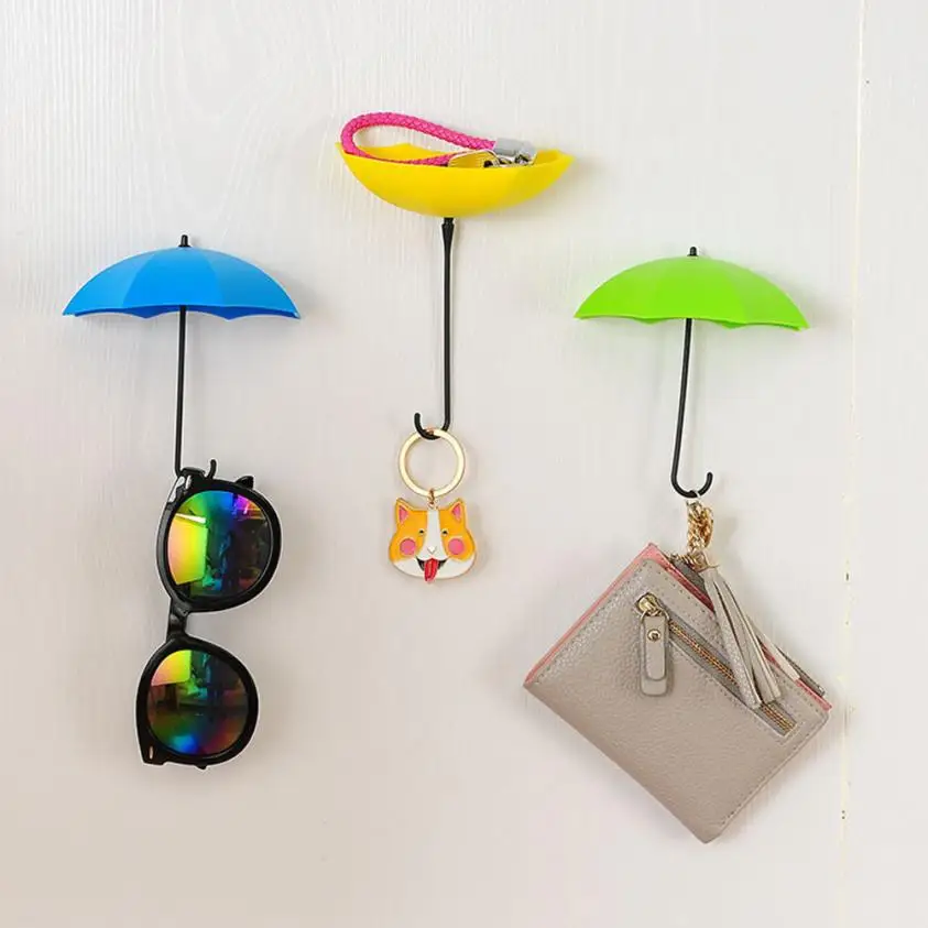 

1Pc Colorful Durable Umbrella Wall Hook Key Hair Pin Holder Hanger Organizer Decorative