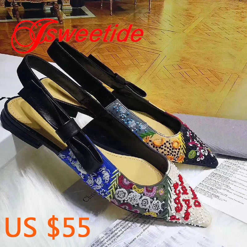 

New summer High-end craft women's shoes sandals tide high quality thick Pointed flats high quality wild women's sandals shoes