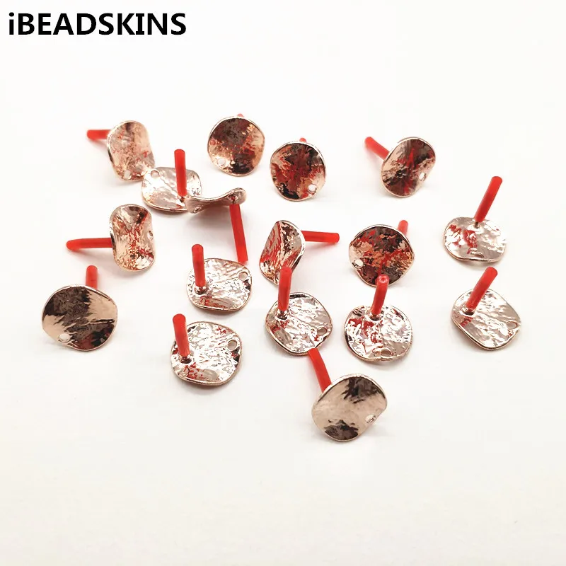 

New arrival! 15mm 100pcs rose gold twisted coin shape stud earrings accessories,Earring parts for DIY hand Made earring making
