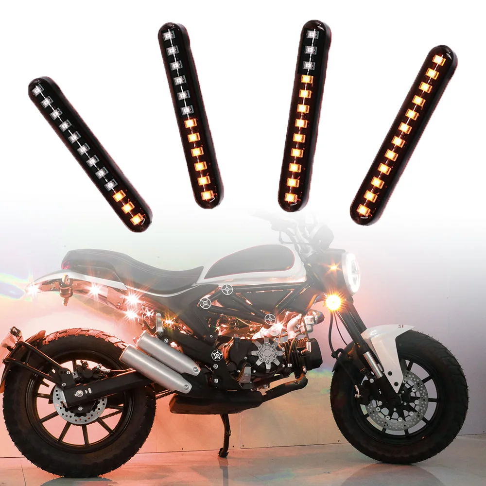 2Pcs Universal Flowing Water Flicker LED IP68 Waterproof Motorcycle