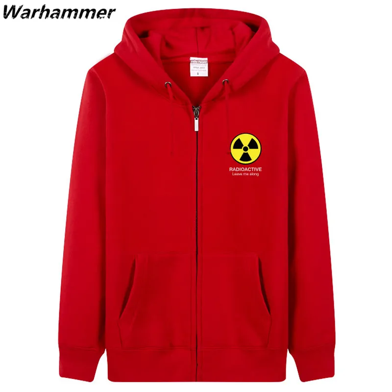 

Autumn& Winter Hoodies Men Customize Print Radio Active Do Not Enter Work Clothing Zipper Casual Fit Full Sleeve Sudadera Hombre