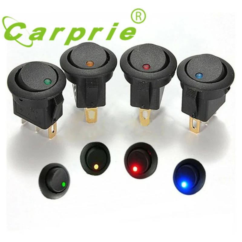 

16A 12V LED Dot Light Car Boat Round Rocker ON/OFF SPST Switch 4 Colors_KXL0602