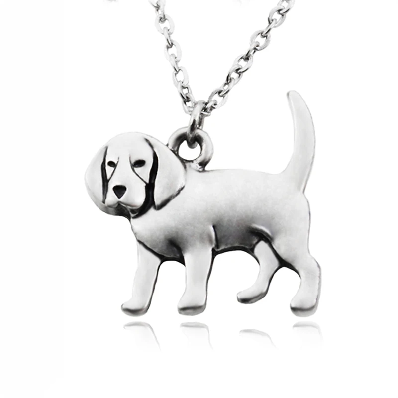 Античное серебряное ожерелье с подвеской для женщин Coonhound массивные ожерелья