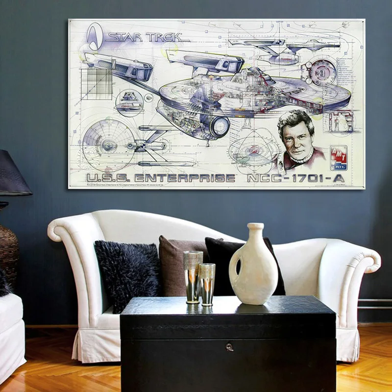 

Movie The Star Trek Spaceship Blueprint Canvas Painting Art Wall Pictures For Living Room Home Decor Print Painting
