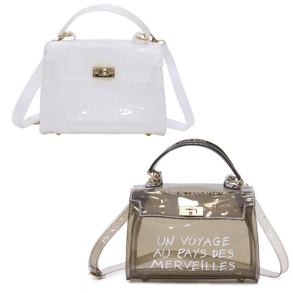 

Pure Clear Transparent PVC Shoulder Bags Women Fashion Candy Color Jelly Handbag With Sub-bag High Quality For Fashion Girl