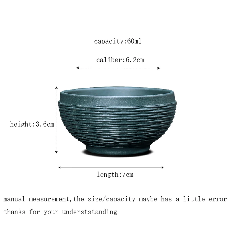 60 мл фиолетовая глина yixing чайная чашка бамбуковая плетеная Zi Sha чашка Китайский кунг-фу чайный сервиз, кружка для вина чайные чашки под старину маленькие Саке чаши