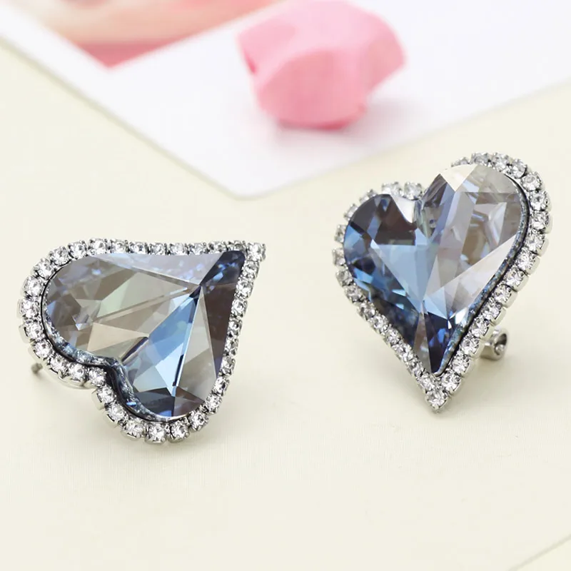 Goedkoop Neoglory Oostenrijk Crystal   Auden Rhinestone Stud Oorbellen Romantische Liefde Hart Ontwerp Legering Verzilverd Voor Koop Elegant Gift