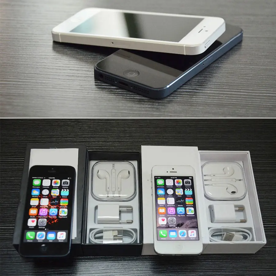 Unlocked Original iPhone 5 16GB/32GB/64GB ROM Dual-core 3G 4.0 inches Screen 8MP Camera iCloud WIFI GPS IOS OS Cell Phones