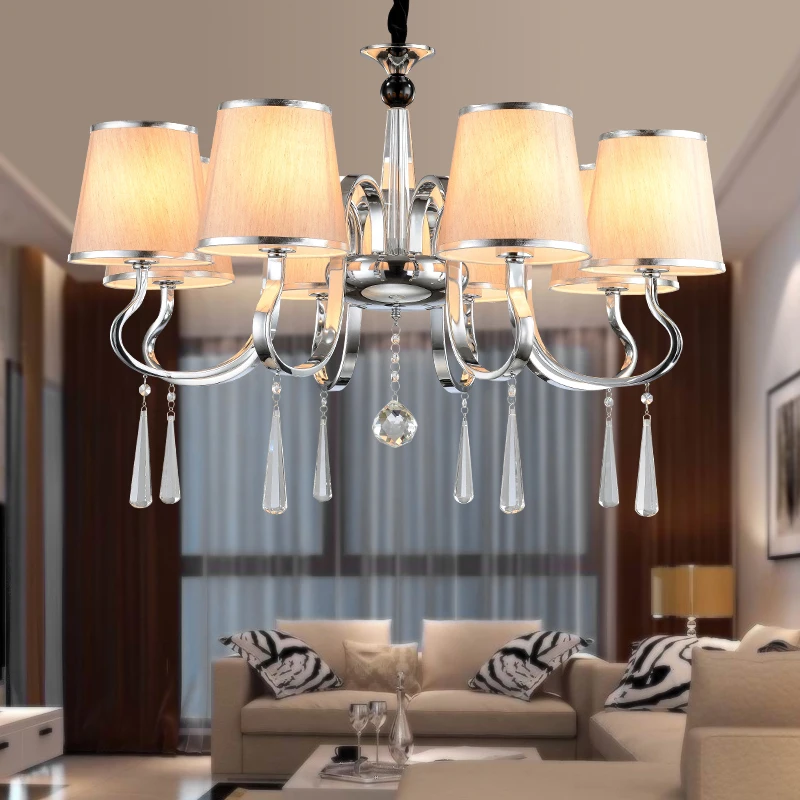 

Chandelier Lighting Nordic Style Linen Modern Chandelier Fabric Crystal Chandelier E27 Lustres De Cristal Chandelier