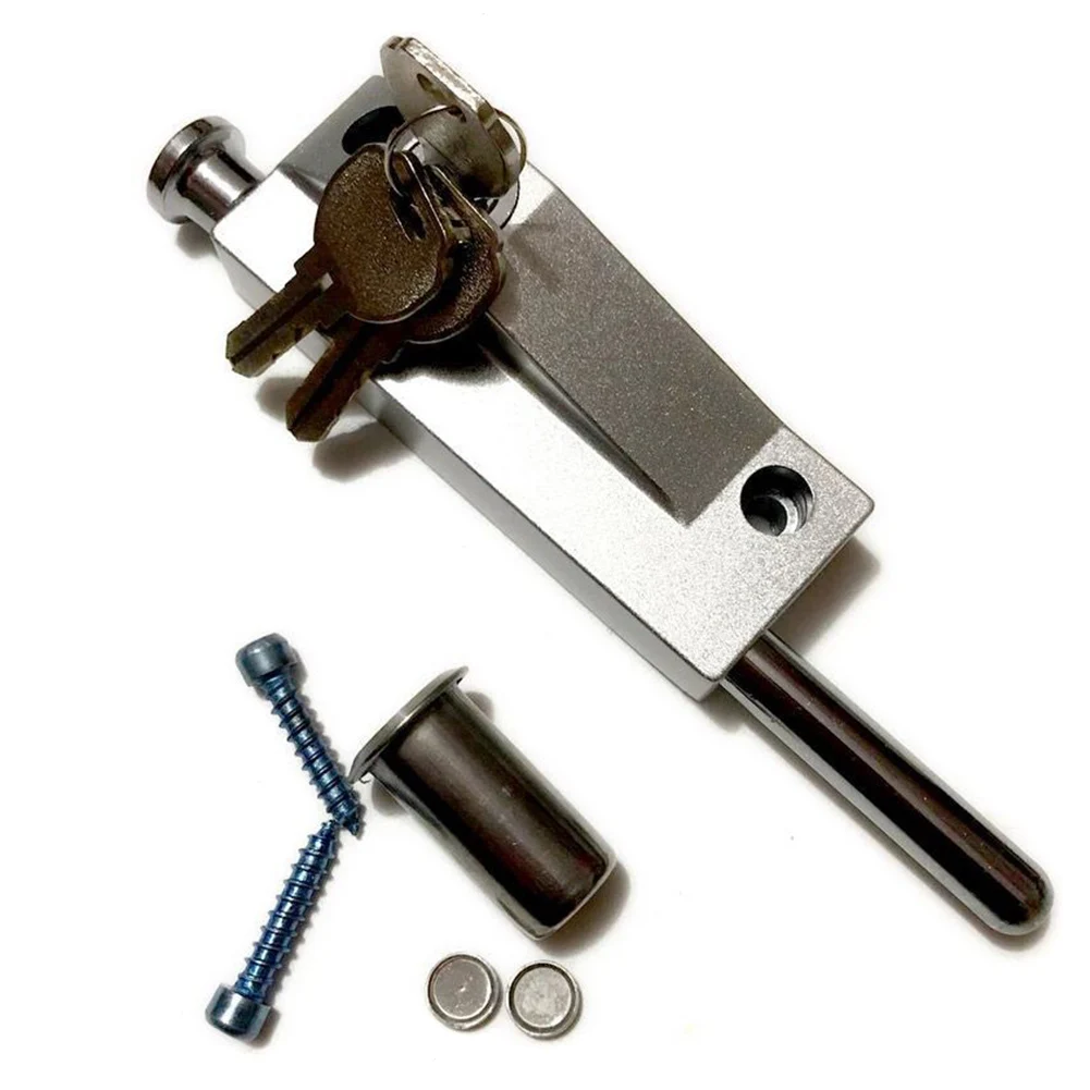 

1 Pcs Stainless Steel Revolving Glass Door Spring Security Latch with Lock Keys _WK