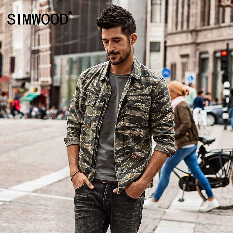 SIMWOOD spring spring New Camouflage jackets men military pocket army tactical denim slim fit plus size high quality NK017012 SIMWOOD spring spring New Camouflage jackets men military pocket army tactical denim slim fit plus size high quality NK017012
