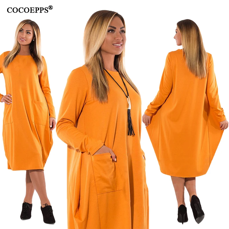 COCOEPPS 5XL 6XL, женские зимние платья, модная женская одежда размера плюс, свободное платье большого размера, повседневное элегантное теплое платье