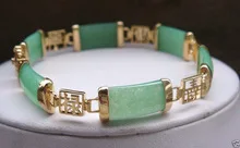 

Women Gift word Love Natural Light Green gem Fortune Longevity Luck Link Bracelet Armschmuck Lustro for women jewelry