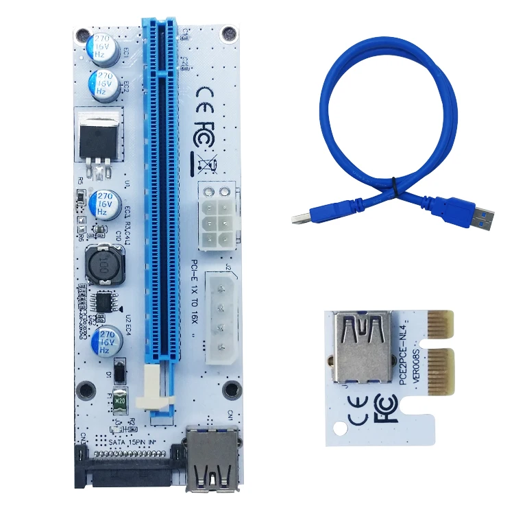 Новая белая переходная карта pci e 008 Express 1X 4x 8x 16x удлинитель PCI E USB Riser S адаптер SATA 15pin