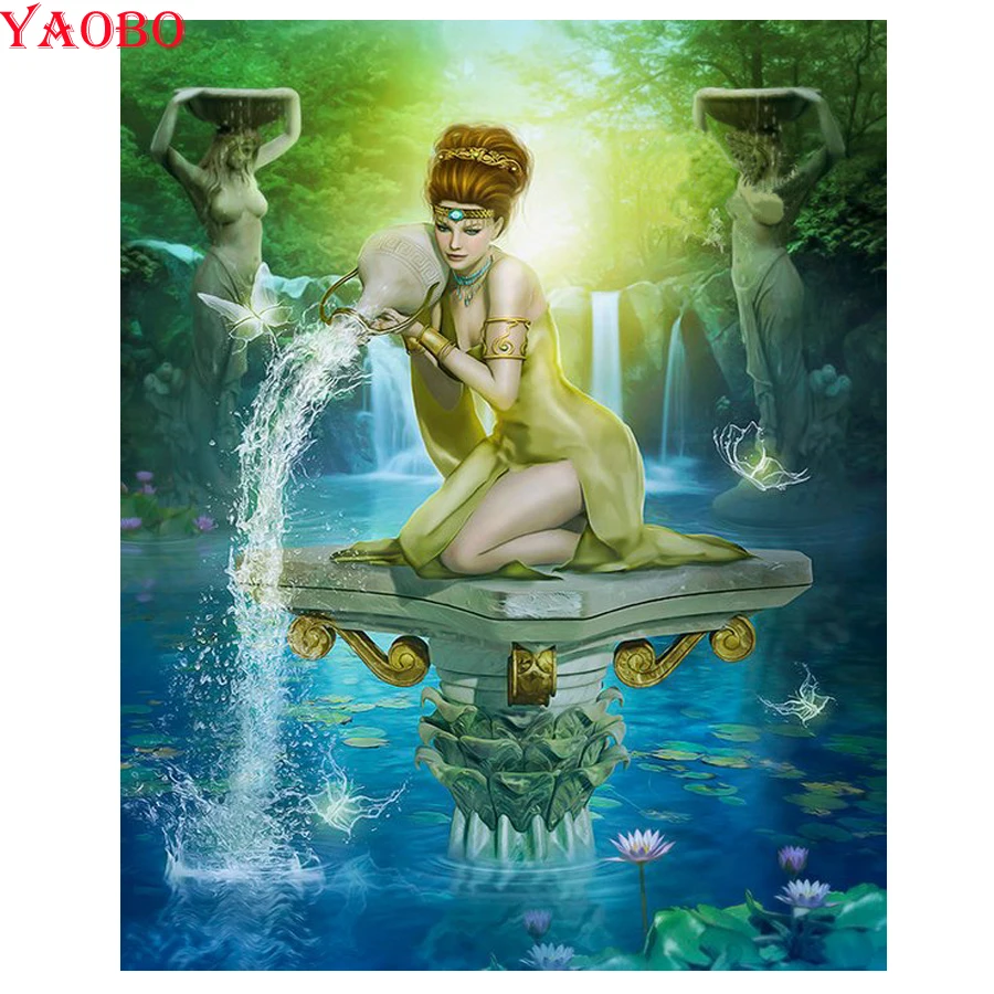 

full square round drill Diamond Embroidery full display 5D DIY Diamond Painting Mosaic Aquarius Zodiac Star sign Cross Stitch