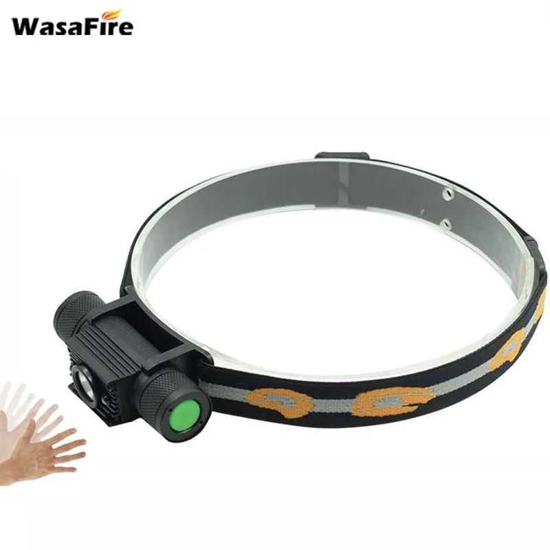Wasafire USB перезаряжаемая Фара 5000 люмен XM L2 светодиодный ИК датчик налобный фонарь