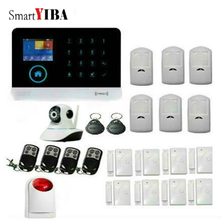 

SmartYIBA WiFi 2G/GSM Alarm Home Security Alarm Systerm IOS Android APP Control House Alarm with IP Camera Strobe Siren Russian