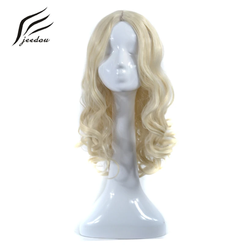 Jeedou Синтетические длинные завитые парики для волос 260 г 24 дюйма 60 см Пушистые Средней части прически для женщин девушки косплей парик
