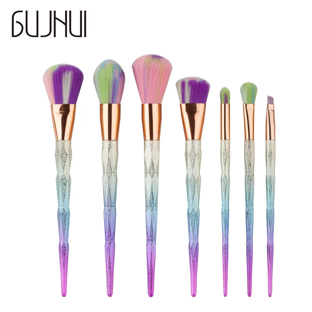 

7Pcs Highlighter Makeup Brushes Set Professional Mermaid Powder Blush Contour Eyeshadow Fan Brush Makeup Tool Kit maquillaje#602
