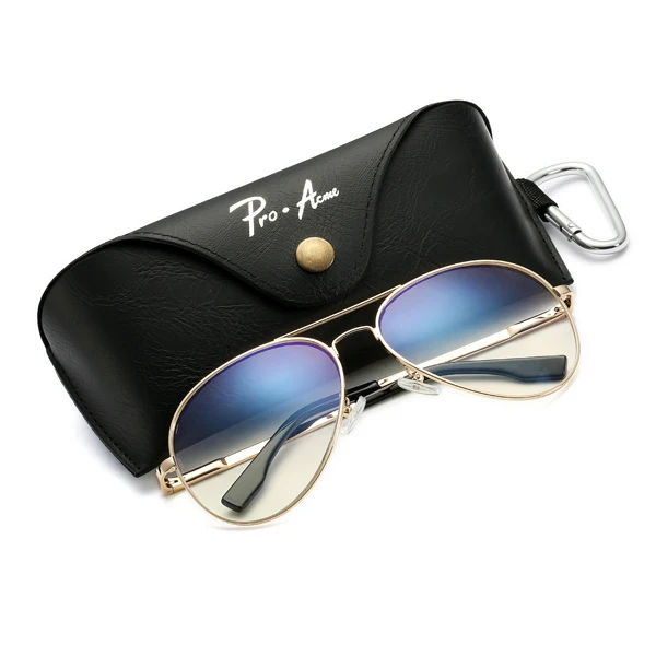 Большие металлические поляризационные солнцезащитные очки Pro Acme для мужчин/женщин, Классические солнцезащитные очки для вождения, двухлучевая оправа с Чехол PA1052 - Цвет линз: C11 Gold clear