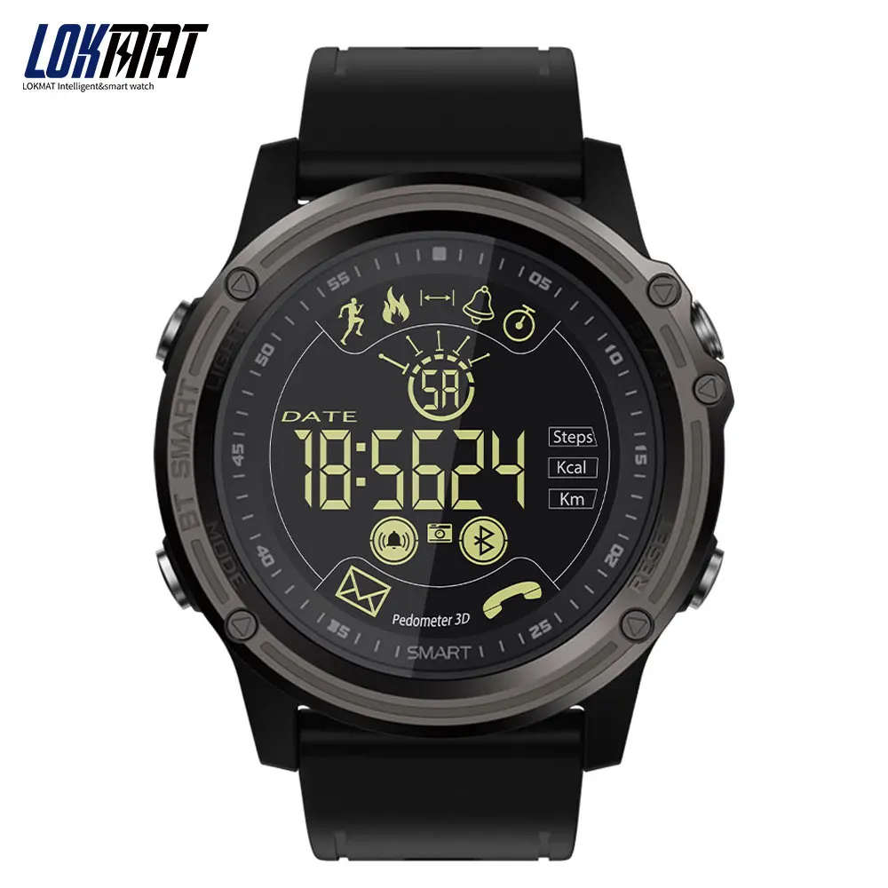 LOKMAT Men Sport Smart Watch 5ATM Waterproof Bluetooth Pedometer Message Reminder digital Clock SmartWatch for ios and android