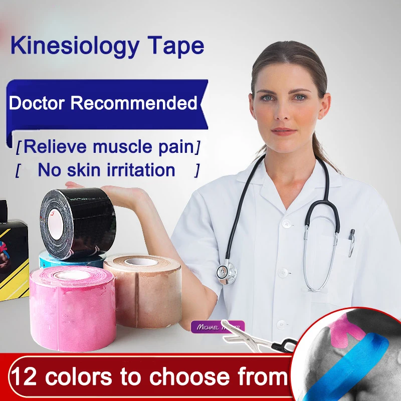 

Relieve Muscle Pain Kinesiology Tape Roll Sports Safety Elastic Spandx Elastoplast Athletic Recovery Fitness Waterproof Cotton