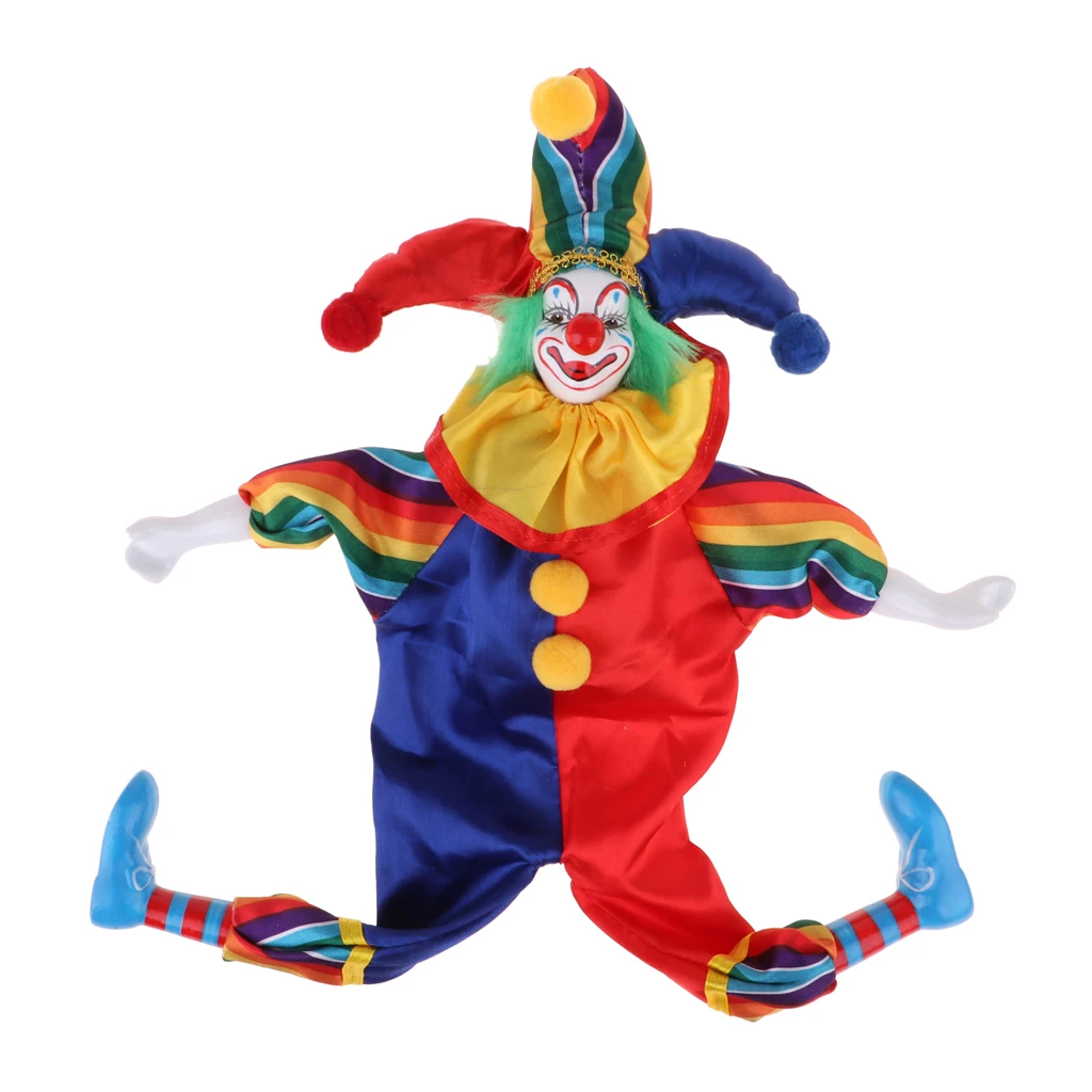 Porcelain Hanging Foot Clown Doll Harlequin Doll Crafts and Mini Victorian Porcelain Dolls Itanlian Triangel Doll Figures Model