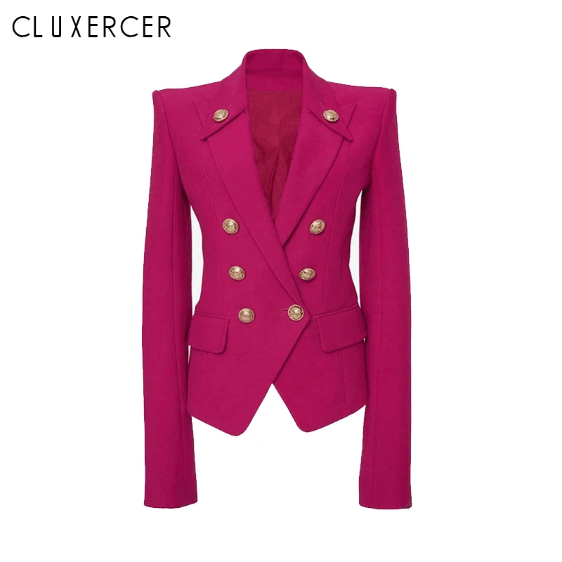 

Fashion Slim Blazer Femme Spring Suit Jacket Female Work Office Lady Suit Rose Red Double Breasted Business Notched Blazer Women