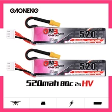 Аккумулятор Gaoneng GNB Lipo 520 мАч 7,6 В 80C 2S HV 4,35 в, перезаряжаемая батарея XT30 для радиоуправляемого FPV дрона квадрокоптера, 2 шт.