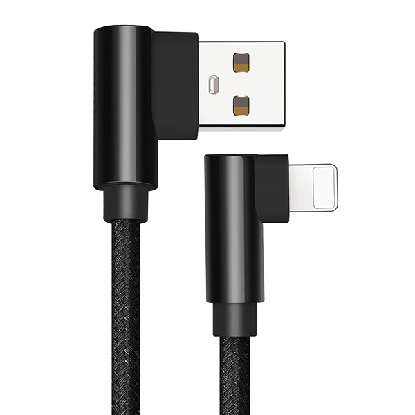 ACCEZZ Lighting USB кабель для iPhone 7 X Xs Max XR 90 градусов зарядный провод Быстрая зарядка игра зарядное устройство кабели данных для iOS 12 2 м - Цвет: Black