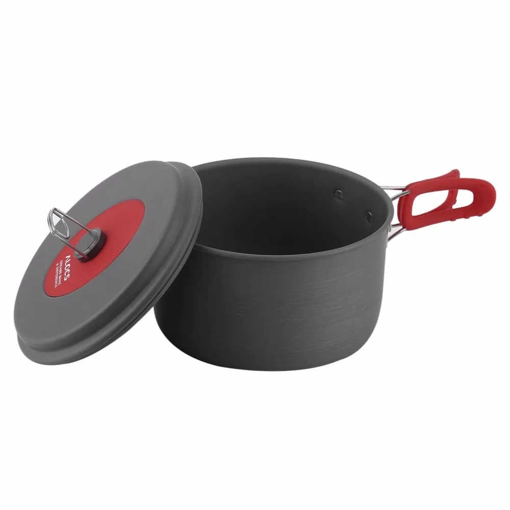 Al aire libre de aluminio antiadherente juego de ollas de Camping ultraligero cocina Picnic hervidor paño para 2-3 personas camping freír pannen