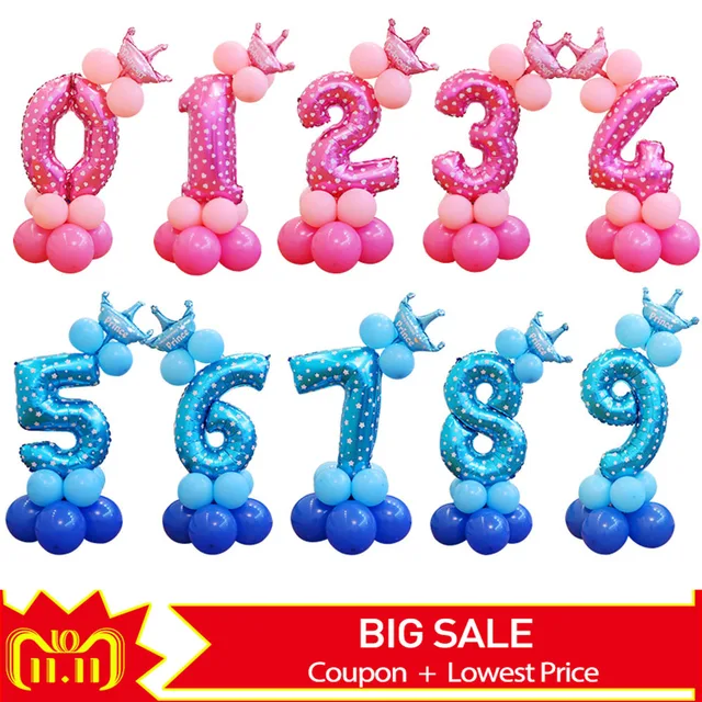 13 قطعة/المجموعة عيد ميلاد بالونات الأزرق الوردي عدد احباط بالونات 1 2 3 4 5 6 7 8 9 سنوات زينة لأعياد الميلاد الاطفال بالون