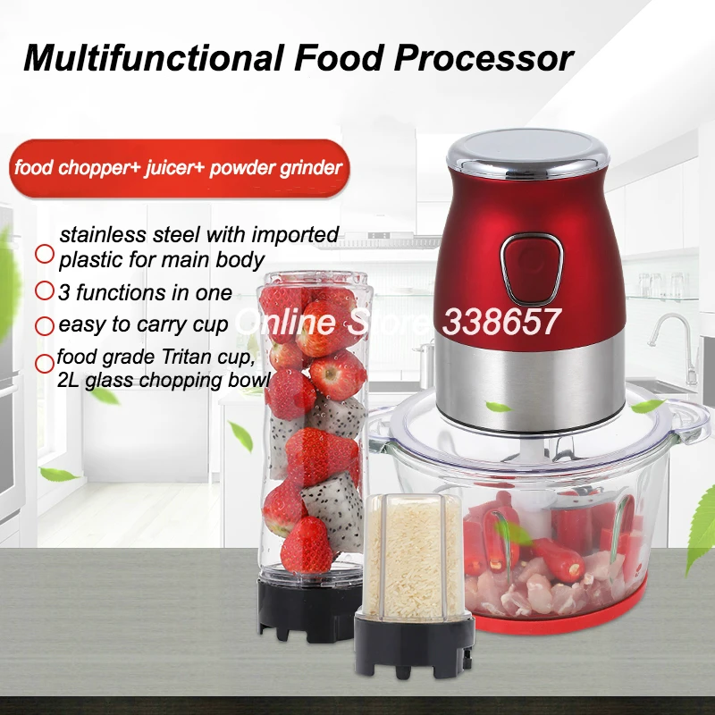 2L 220V/110V 3 In 1 Household Multifunctional Meat Vegetable Chopper
