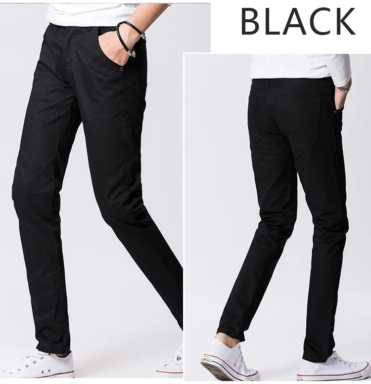 AIRGRACIAS Новые повседневные мужские брюки хлопковые тонкие брюки прямые брюки модные деловые однотонные 9 цветов брюки мужские брюки - Цвет: Black