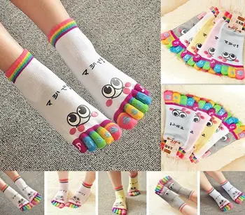 

Cute Cotton Women Sports Five Finger Toe Socks Short Ankle Low Cut Socks
