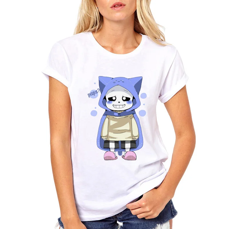 Undertale Sans Футболка женские летние топы повседневные футболки милые Мультяшные