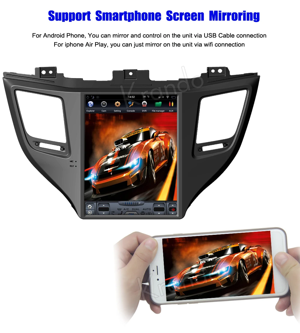 Flash Deal Krando Android 8.1 10.4" Tesla Vertical screen car audio radio gps player for Hyundai Tucson IX35 2015-2017 multimedia system 4