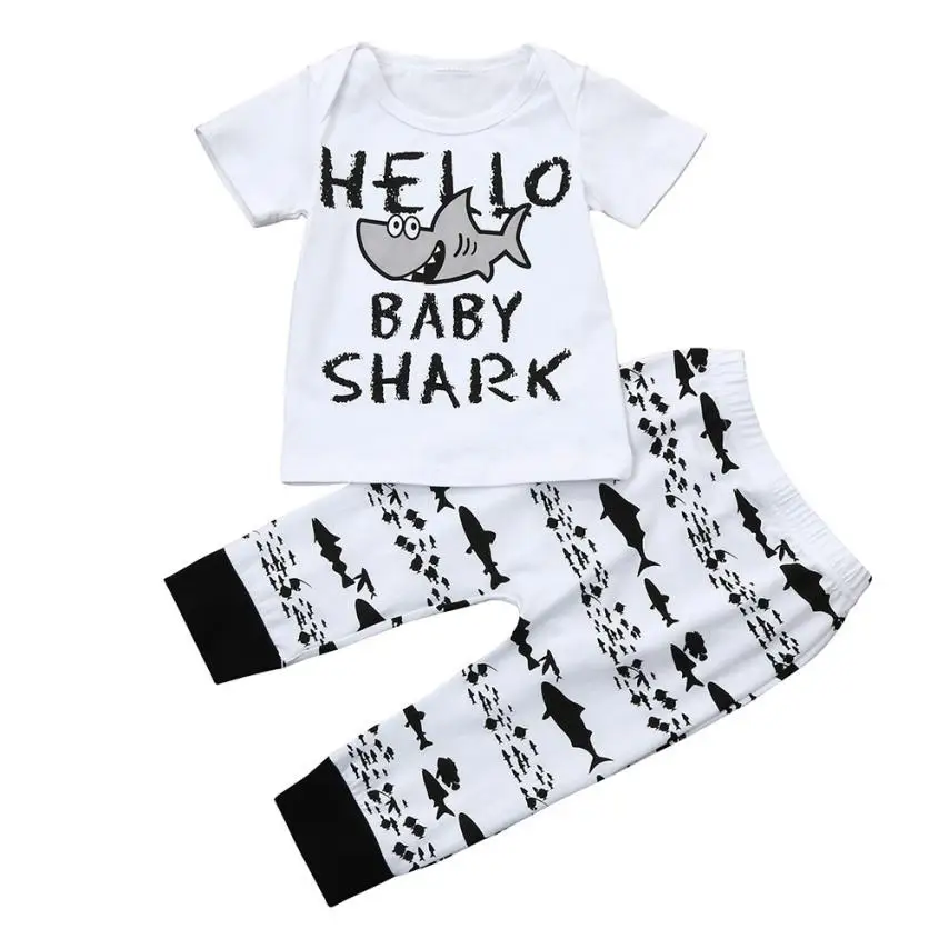 

2018 Newbron Kids Baby Girls Boys Outfits Clothes Letter Print T-shirt Tops+Pants Set Comfortable And Breathable 5.23