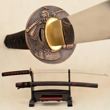 

Real Japanese Samurai Warrior Sword Katana Alloy Tsuba Full Tang 9260 Spring Steel Blade Hard Wood Saya Very Sharp Can Cut Tree