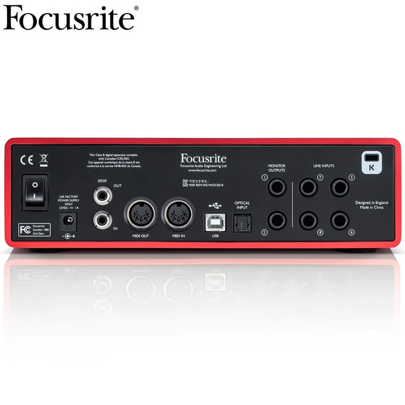 Улучшенная версия Focusrite Scarlett 18i8 2nd Gen MKII USB аудиоинтерфейс 18 дюймов/8 выхода Четыре