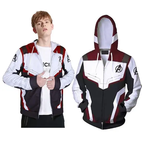 2019 New Avengers Endgame Quantum Realm Sweatshirt Jacket Advanced Tech Hooded Sweatsuit Costume Fancy Dress Superhero Iron Man