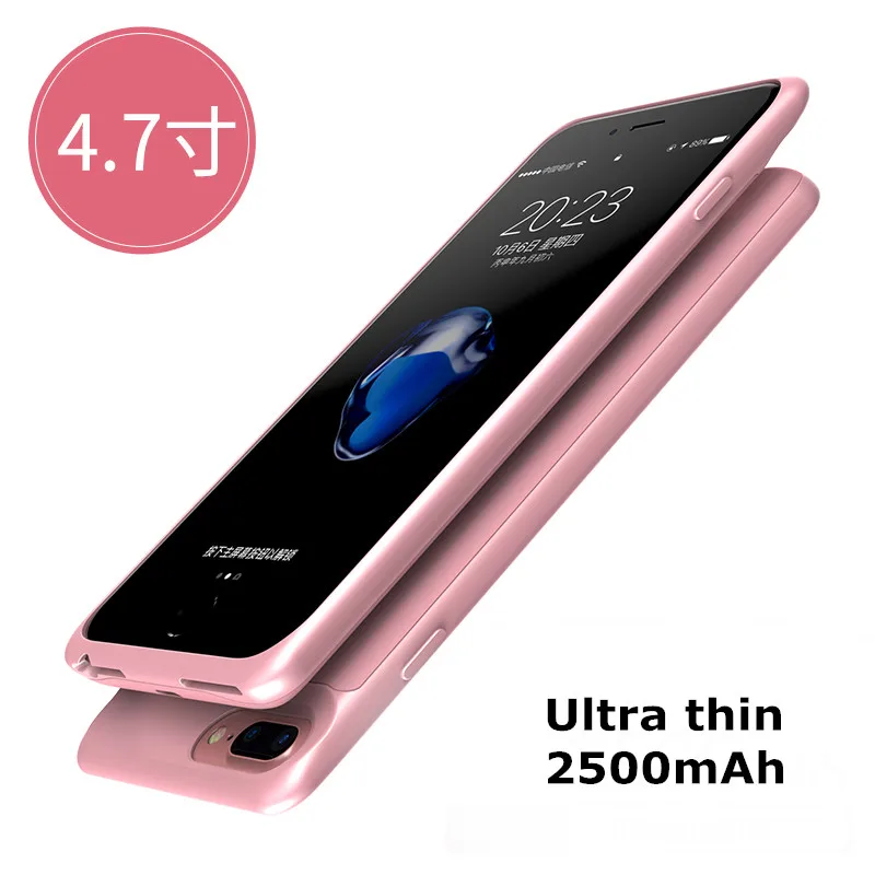 Runboss для iPhone 6 6s чехол для зарядки батареи ультра тонкий 2500 мАч Мощность чехол для iPhone 7 4,7 дюйма - Цвет: Rose gold