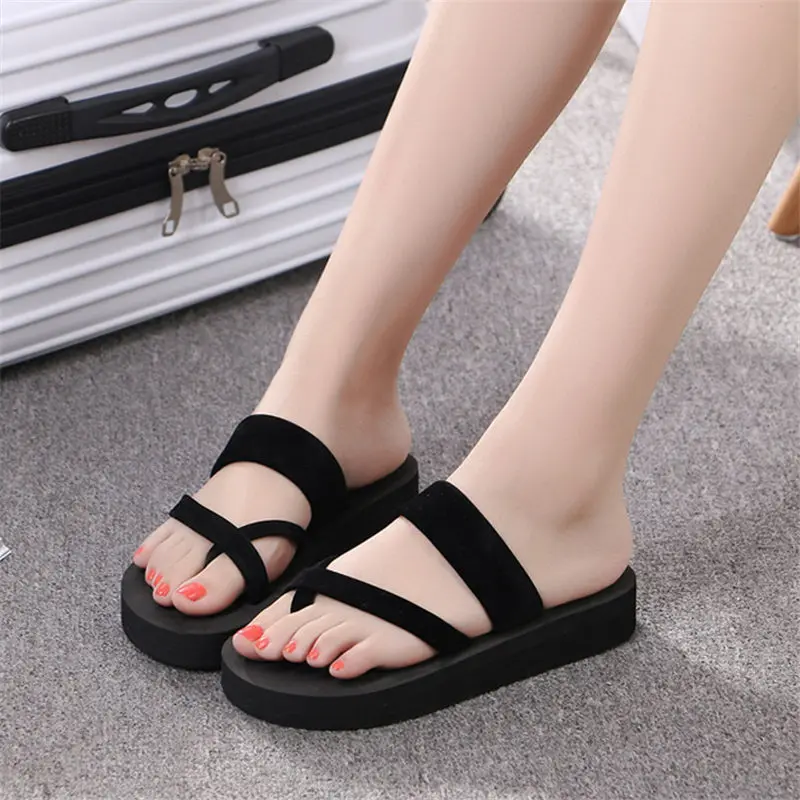 

Platform Sandals Women High Heel Zapatillas Summer Shoes Fashion Straped Slippers Beach Flip Flops Solid Slides Women S1948